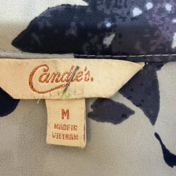 Vintage Candies Semi Sheer Blouse w/Rollup Sleeves Sheer drop waist long sleeve - Picture 8 of 8